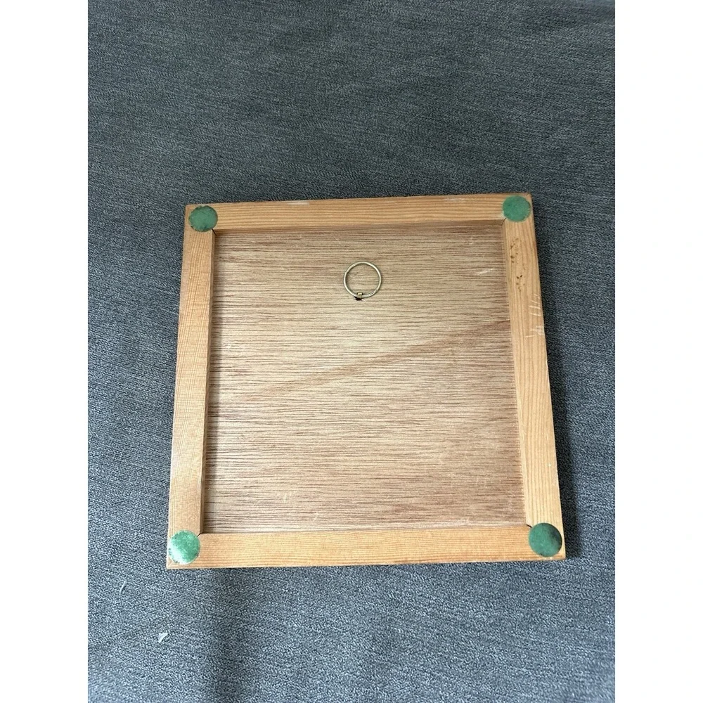 Trivet Ceramic Tile Wood Frame Country Core Whimsical Flowers